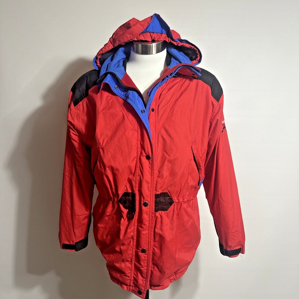 VTG Roffe Red Ski Parka Winter Jacket Ultrex waterproof nylon Womens 10 hooded